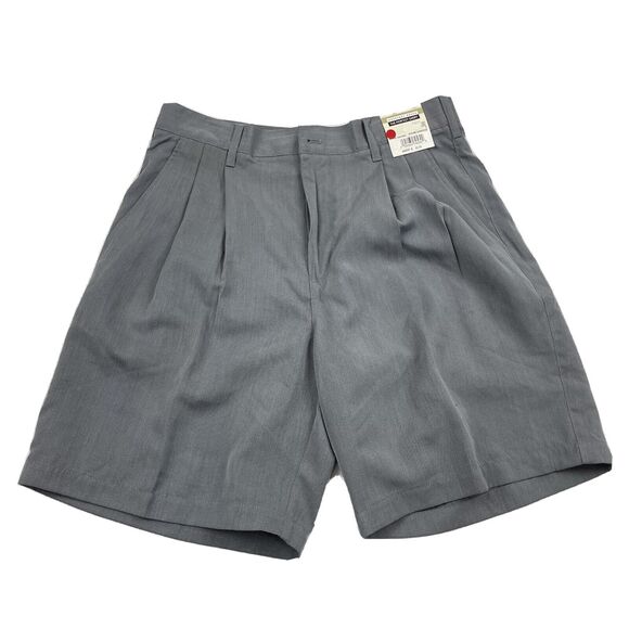 NWD Geoffrey Beene The Perfect Short Gray Pleated Shorts Size 32 Polyester Rayon - Picture 1 of 7